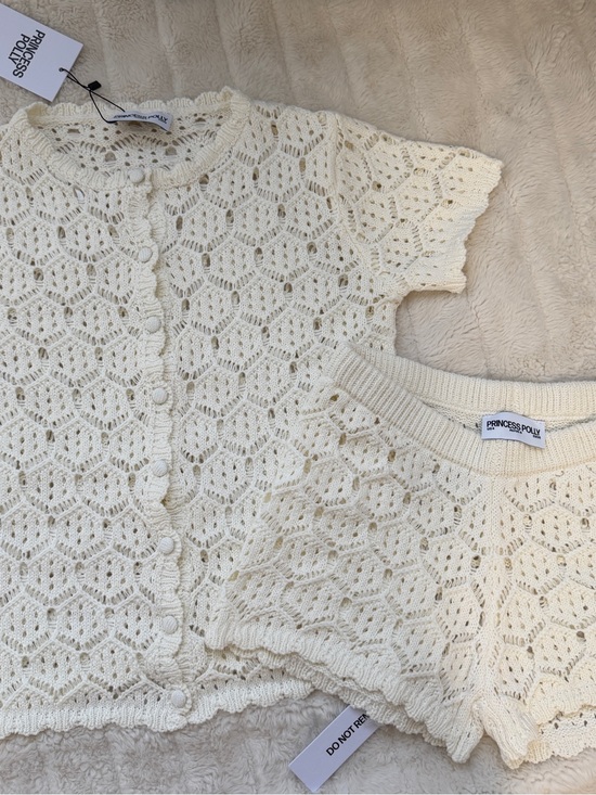 Princess Polly Other - Princess Polly Cream Crochet Knit Short Set